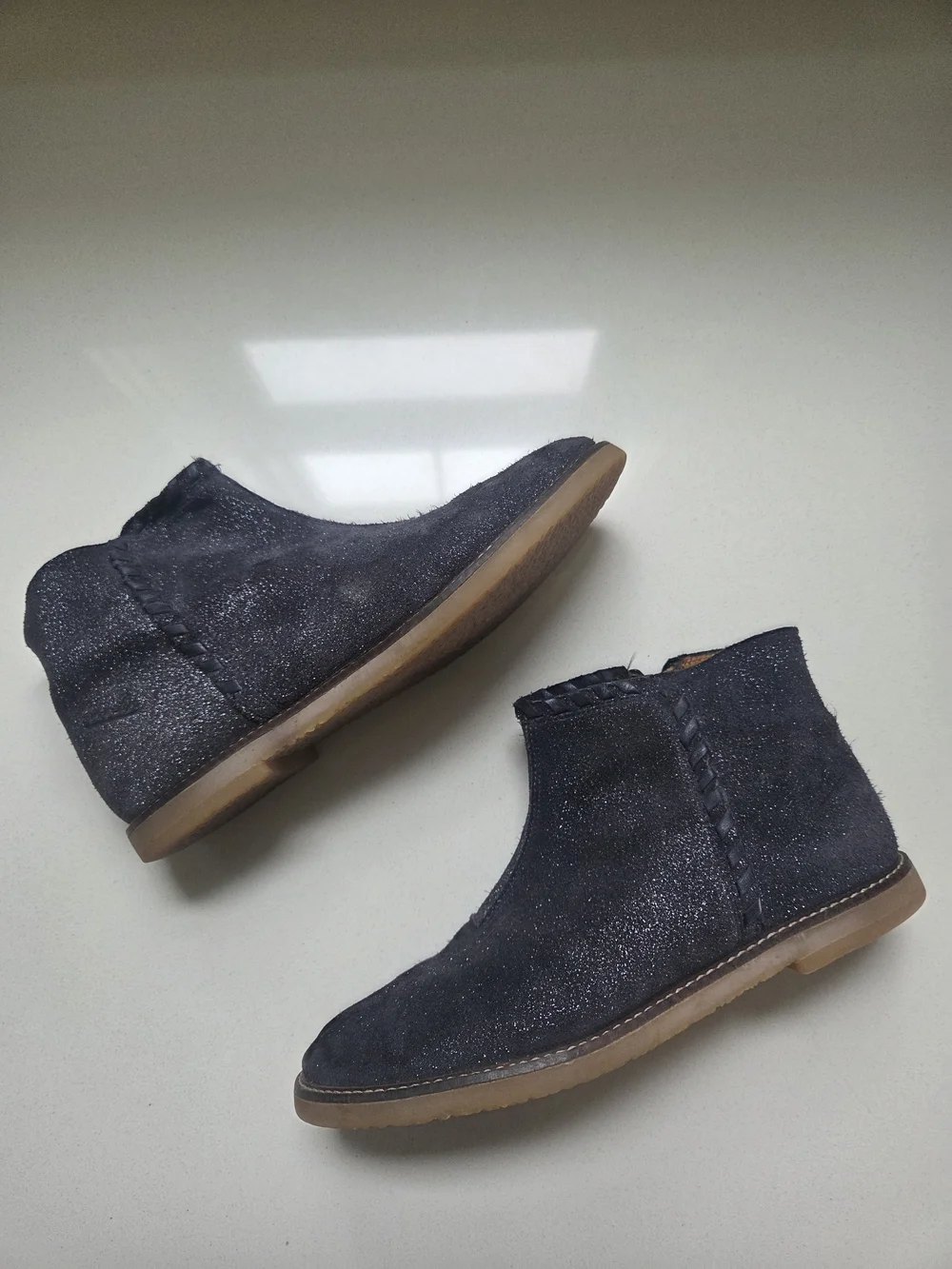 Pom D'Api Black Sparkle Ankle Boots for Kids